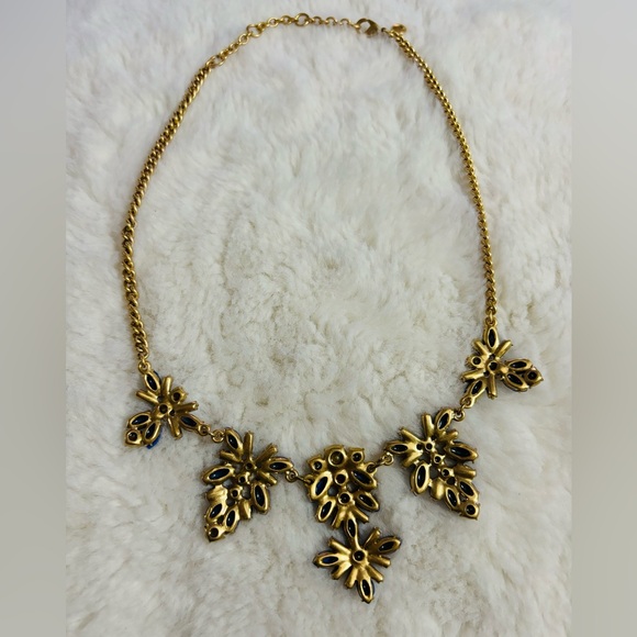 Jcrew Statement Necklace  ( Gold,  Blue iridescent crysta) - Picture 3 of 5